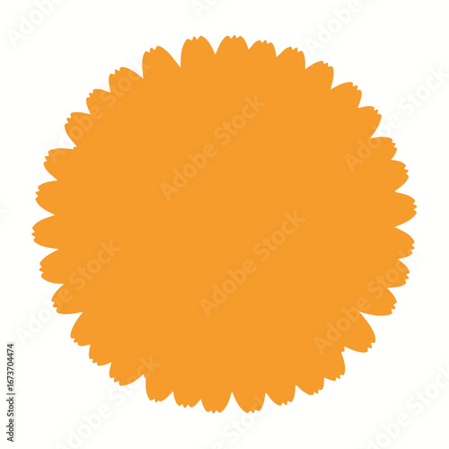 Bright Orange Circular Flower Shape Illustration, Vibrant Design, Digital Art, Creative Medium