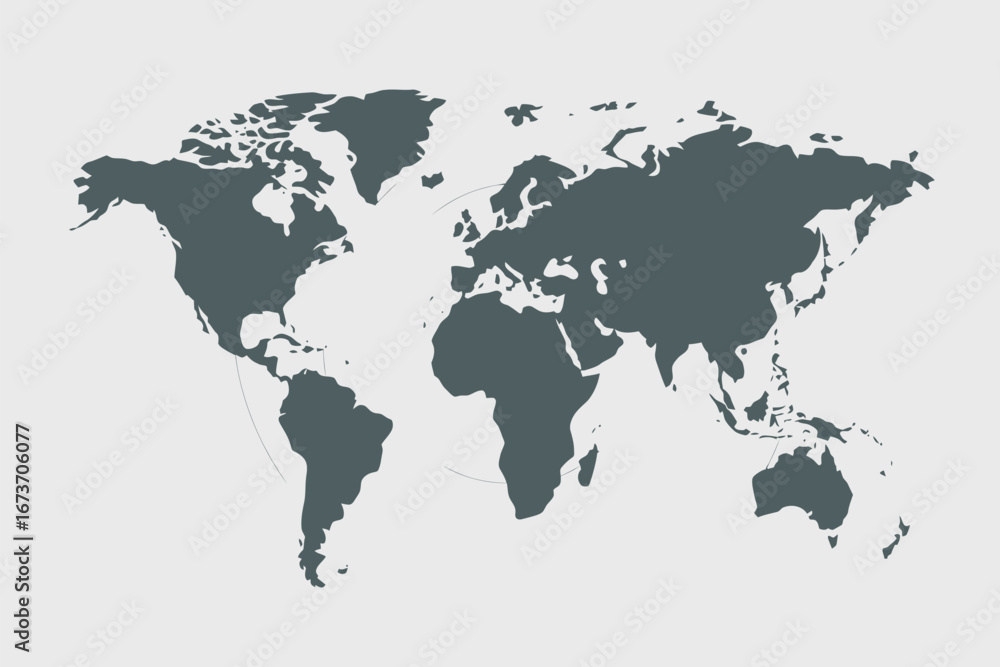 Naklejka premium Blank Grey World Map Vector