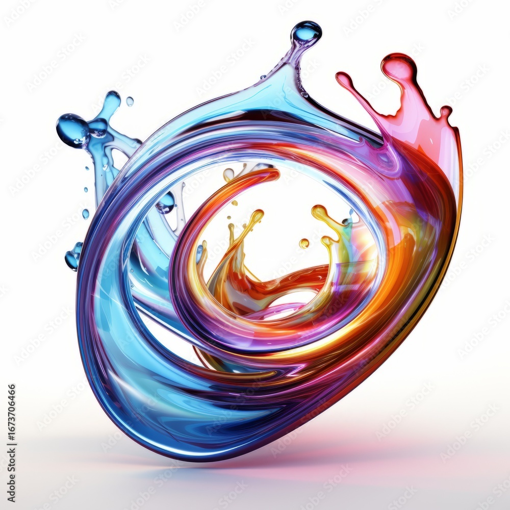 Fototapeta premium Fluid Abstract 3D Splash in Vivid Multicolor. Colorful liquid splash creating a dynamic wave effect in bright tones