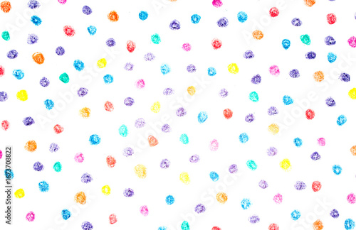 Multicoloured children's pencil crayon spotty polka dots background
