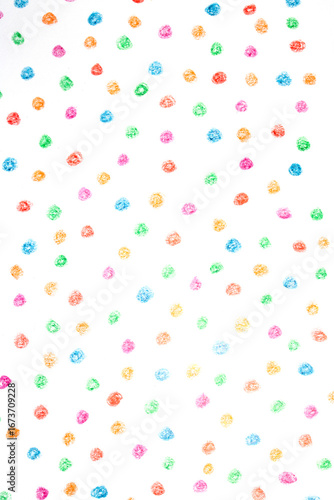 Multicoloured children's pencil crayon spotty polka dots background