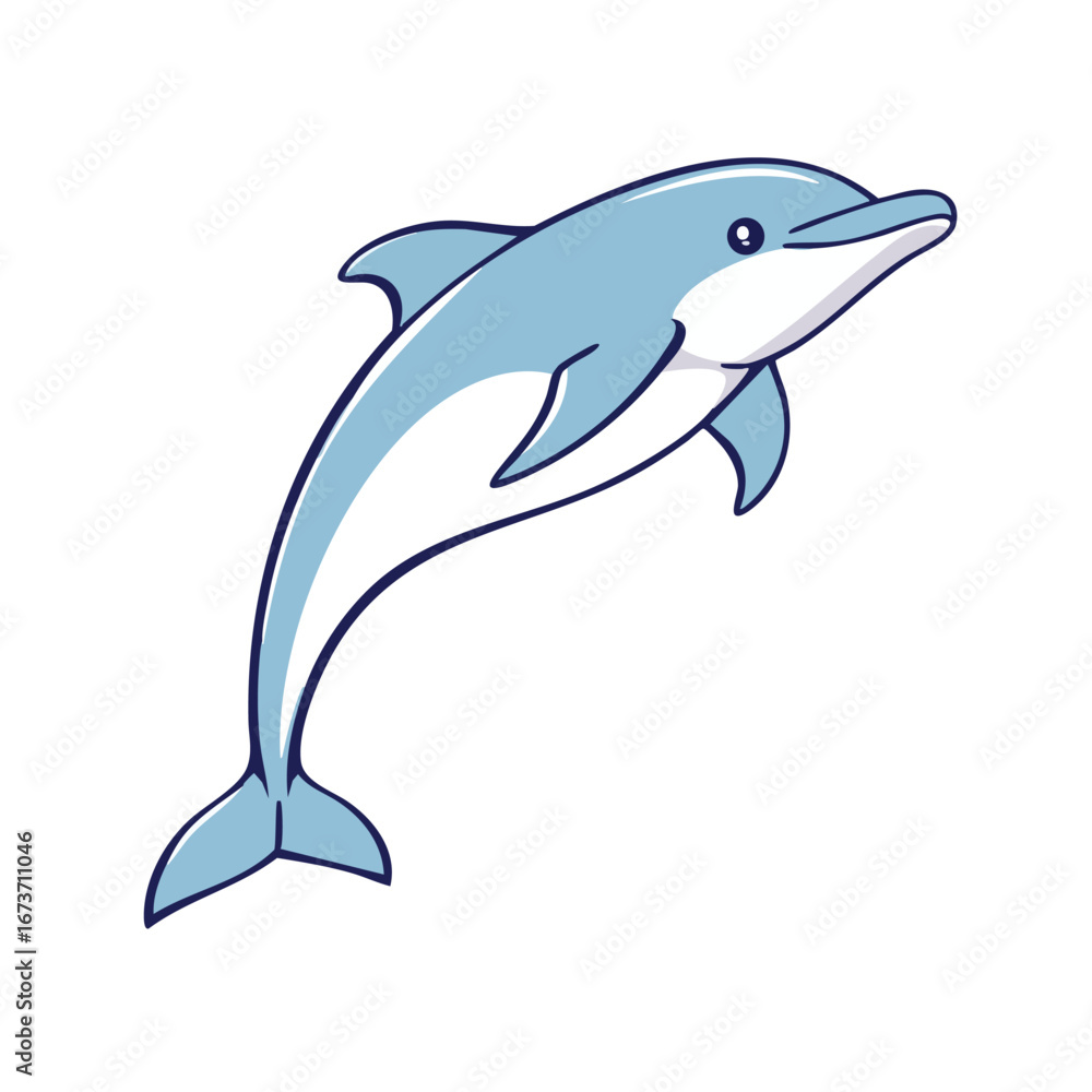 Fototapeta premium Dynamic leaping dolphin shown in a simple clean vector art style