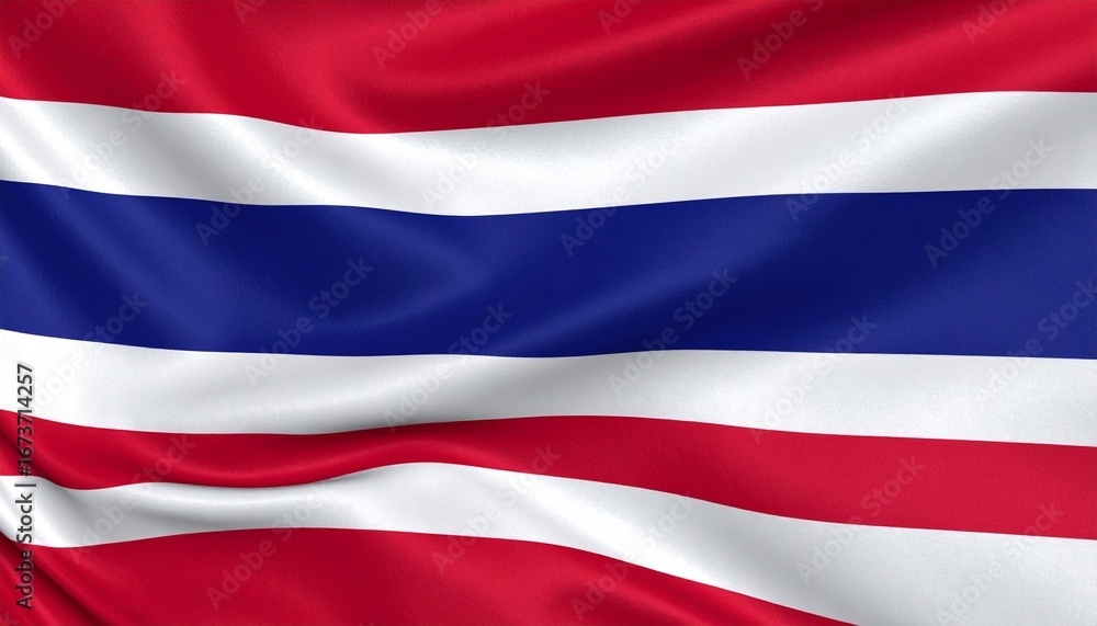 Naklejka premium Thailand flag with five horizontal stripes and wide central blue band.