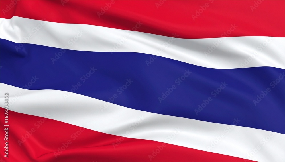 Naklejka premium Thailand flag with five horizontal stripes and wide central blue band.