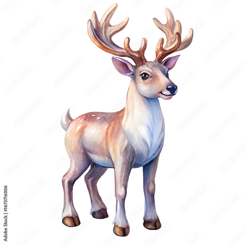 Fototapeta premium Reindeer figurine displayed on a white background showcasing detailed features and decorative charm for festive occasions reindeer, figurine, decoration, festive, holiday, unique, collectible, display