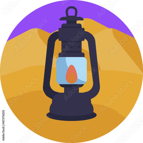 Traditional oil lamp used for lighting in desert settings.