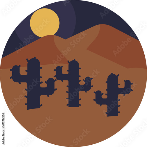 Desert under moonlight – A nighttime desert scene with sand dunes and a glowing moon.
