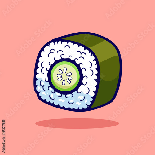 Vegetarian Cucumber Maki Sushi Roll Fresh Japanese Vegetarian Sushi Vector