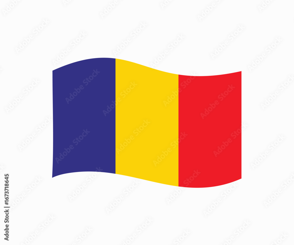 Fototapeta premium Romania waving flag icon. Romanian flag icon vector design and illustration. 