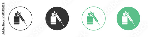 Vaccine vial icon for design and web.
