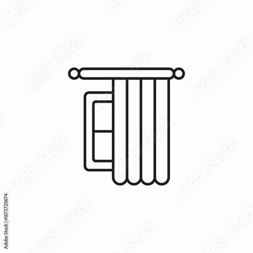 window with curtains icon sign vector