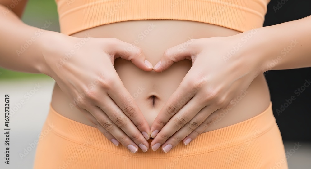 custom made wallpaper toronto digitalLove Your Gut Woman's Hands Forming Heart Shape on Stomach, Healthy Gut Concept