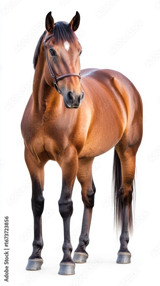 Obraz premium Brown horse illustration with detailed anatomy and clean isolated look for commercial use.