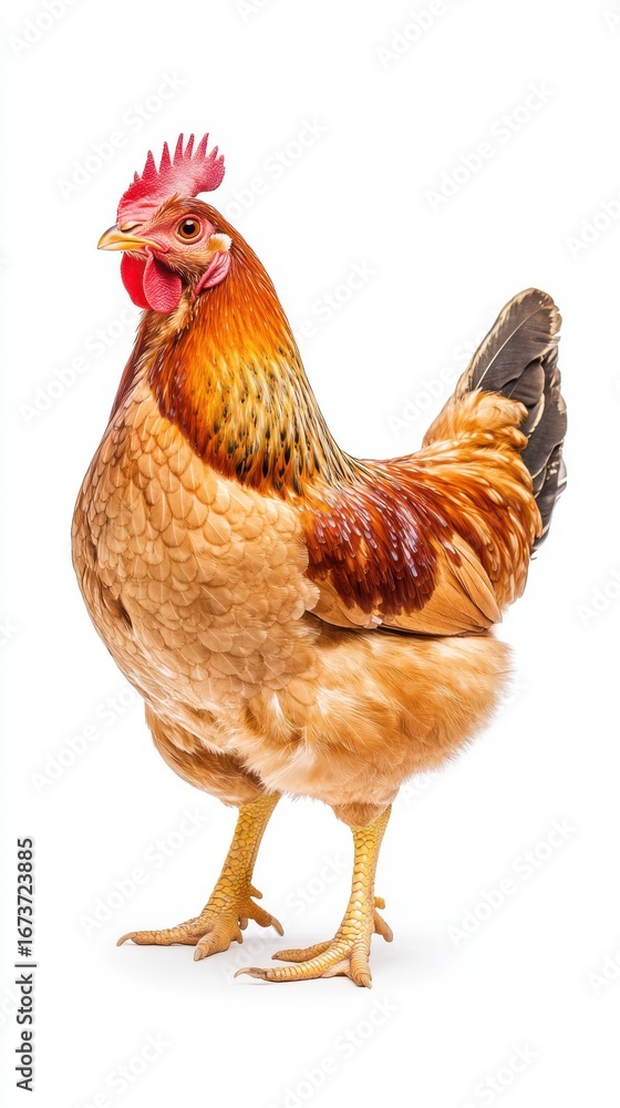 Fototapeta premium Realistic chicken illustration, clean isolated look for rural and organic design.