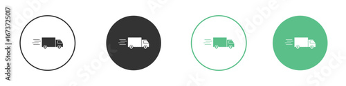 Fast shipping delivery truck icon for design and web.