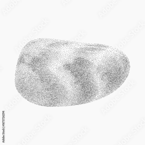 Angular gem formation with layered texture. Bold stippling, dusty halftone, grain noise and worn photocopy marks.