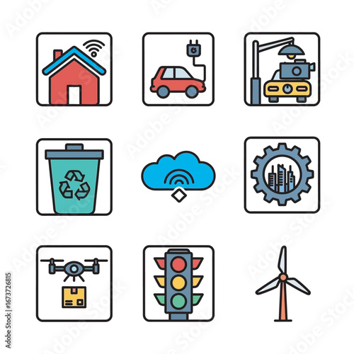 Smart house connects cars reycle city drones environment control