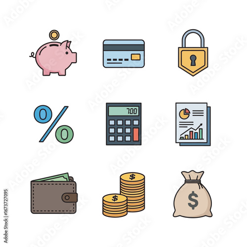 Financial icons represent management savings on white backdrop