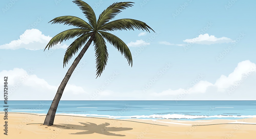 Fototapeta premium Solitary Palm, Azure Embrace