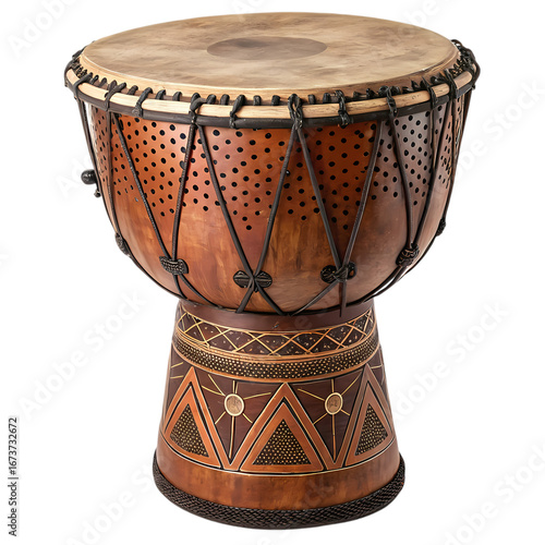 African Djembe Drum:  Handcrafted Percussion Instrument, Rich Texture, Intricate Design, Musical Heritage