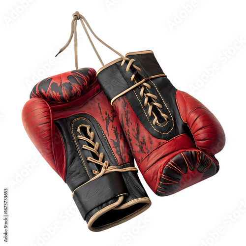 Vintage Boxing Gloves: Red Leather Boxing Gear, Martial Arts Equipment