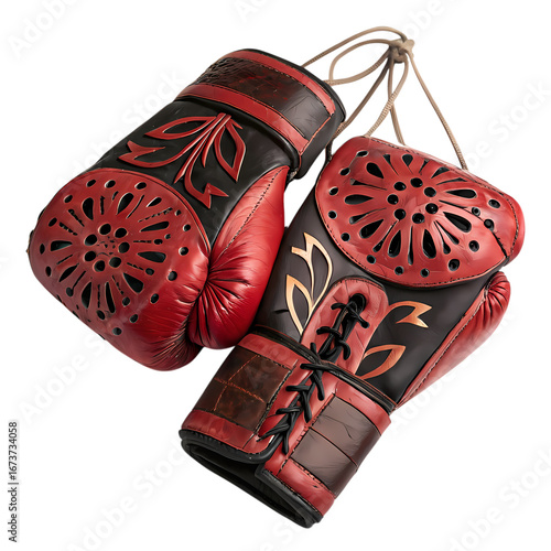 Luxury Boxing Gloves: Red & Brown Leather Boxing Gear - Elite Fight Equipment