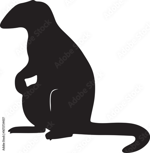 Silhouette of a Meerkat sitting upright with its paws tucked in