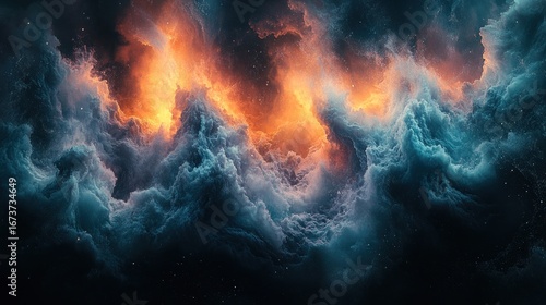 Wallpaper Mural Fiery, swirling nebulae in deep space Torontodigital.ca