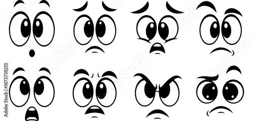 Vector art of collection of cartoon eye expressions