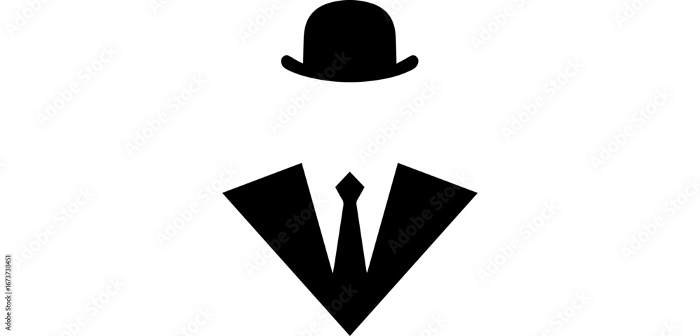 Ταπετσαρία Vector art of black silhouette of man in bowler hat and suit