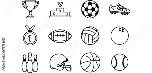 Vector art of collection of sports and trophy icons