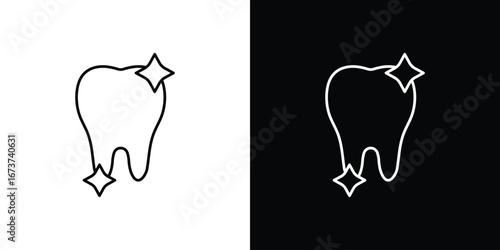 clean tooth icons. simple, stroke, black icons
