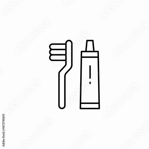 toothbrush toothpaste set icon sign vector