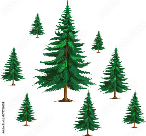 Vector illustration Realistic christmas tree. Vector 3d sprice, fir evergreen tree for merry cristmas, happy new year decoration design.