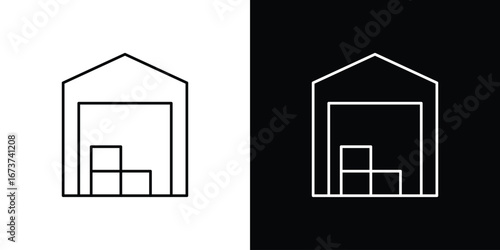 Warehouse icons. simple, stroke, black icons