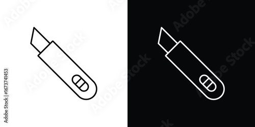Utility knife icons. simple, stroke, black icons