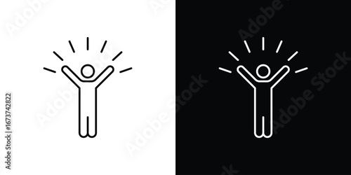 Self confidence icons. simple, stroke, black icons