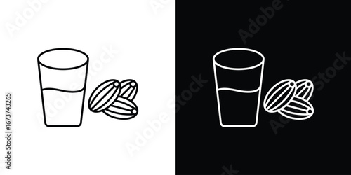 Ramadan iftar icons. simple, stroke, black icons