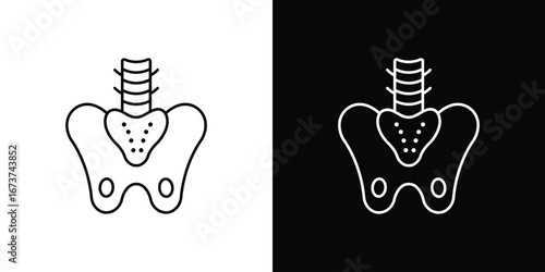 Pelvis icons. simple, stroke, black icons