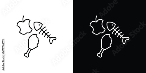 Organic waste icons. simple, stroke, black icons