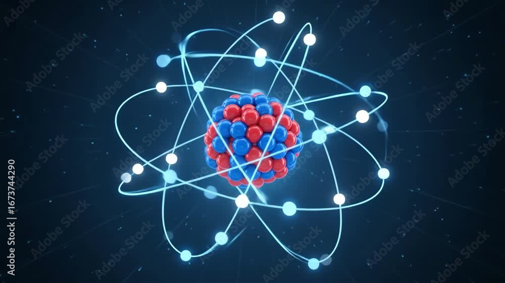 Video Stock Atom Core with Orbiting Electrons - A detailed 3D animation ...