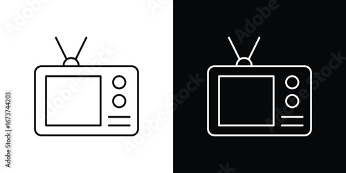 Old television icons. simple, stroke, black icons