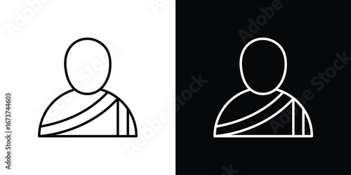 Monk icons. simple, stroke, black icons