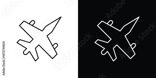 Military aircraft icons. simple, stroke, black icons