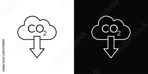 Low carbon dioxide icons. simple, stroke, black icons