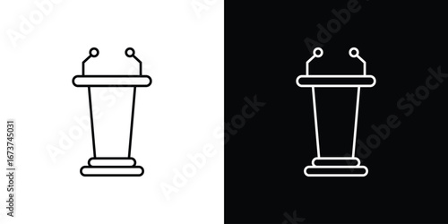 Lectern icons. simple, stroke, black icons