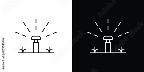 Lawn sprinkler icons. simple, stroke, black icons