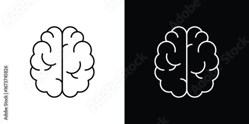 Human brain icons. simple, stroke, black icons