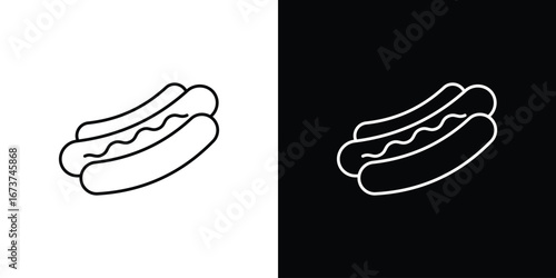 Hot dog icons. simple, stroke, black icons