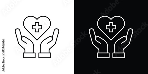 Health insurance icons. simple, stroke, black icons
